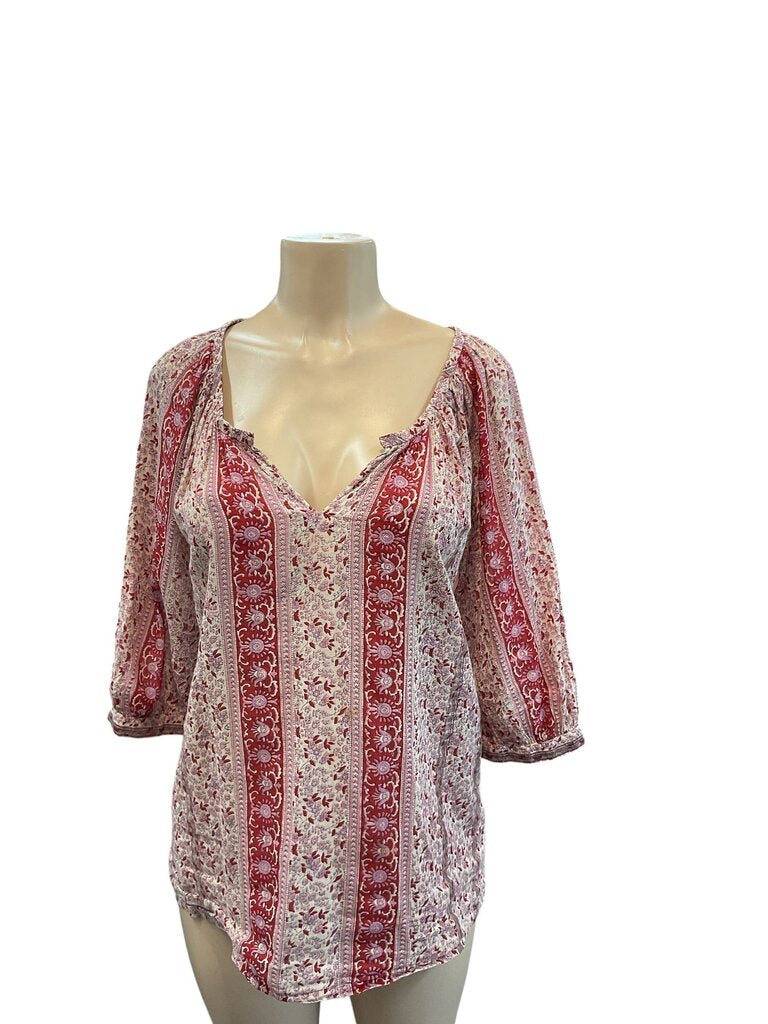 Lucky Brand (Small) Red Paisley Blouse