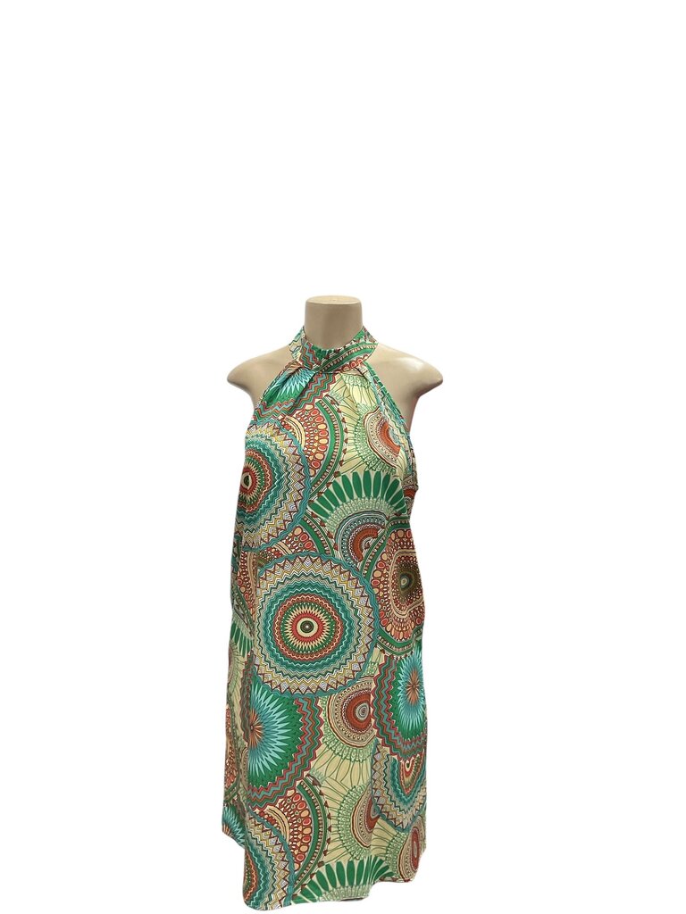 70's Inspired (Large) Yellow and Green Halter Dress