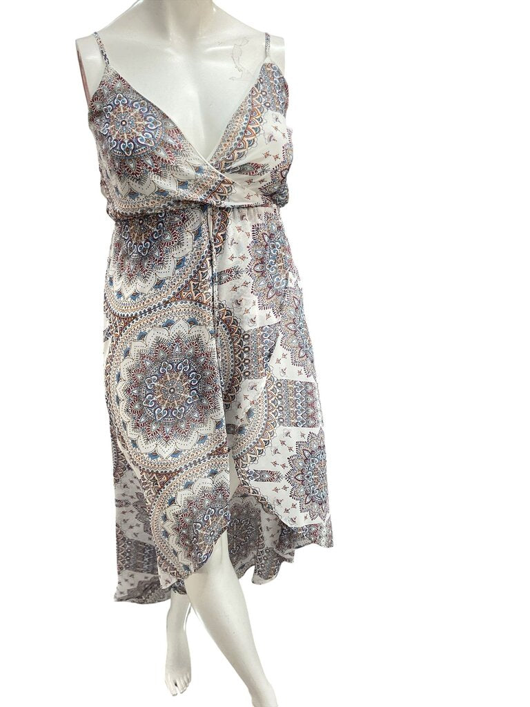 Charlotte Russe (Large) White Sleeveless Flutter Dress