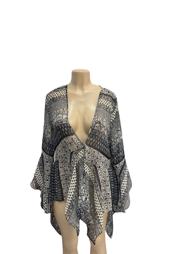 Maurices (Med) Blue and Tan Cardigan