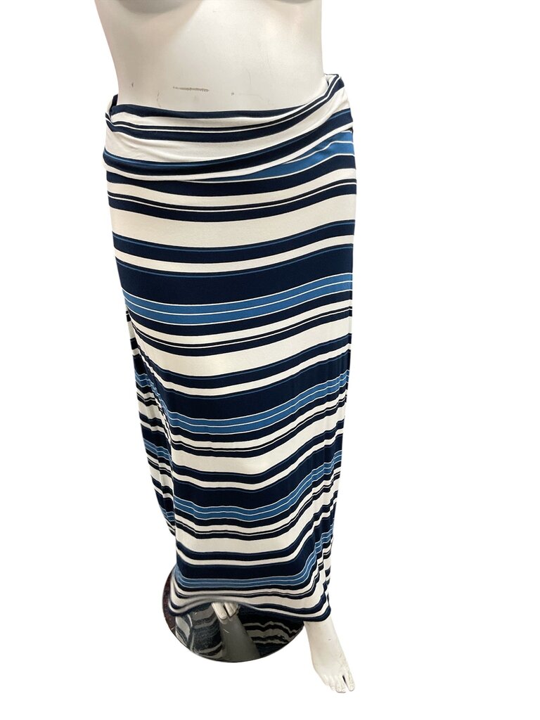 Max Studio (22W) Blue Striped Maxi Skirt