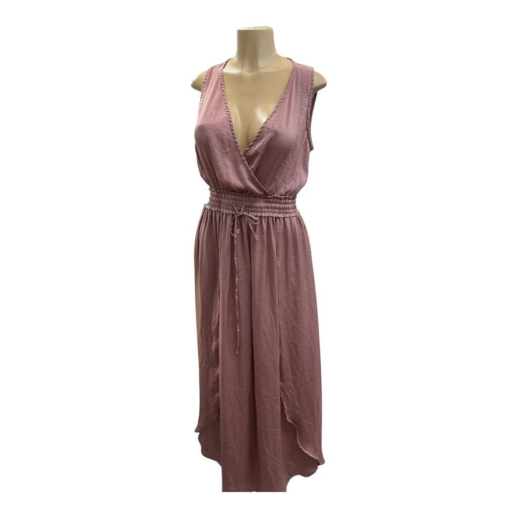 Hem and thread pink high low dress