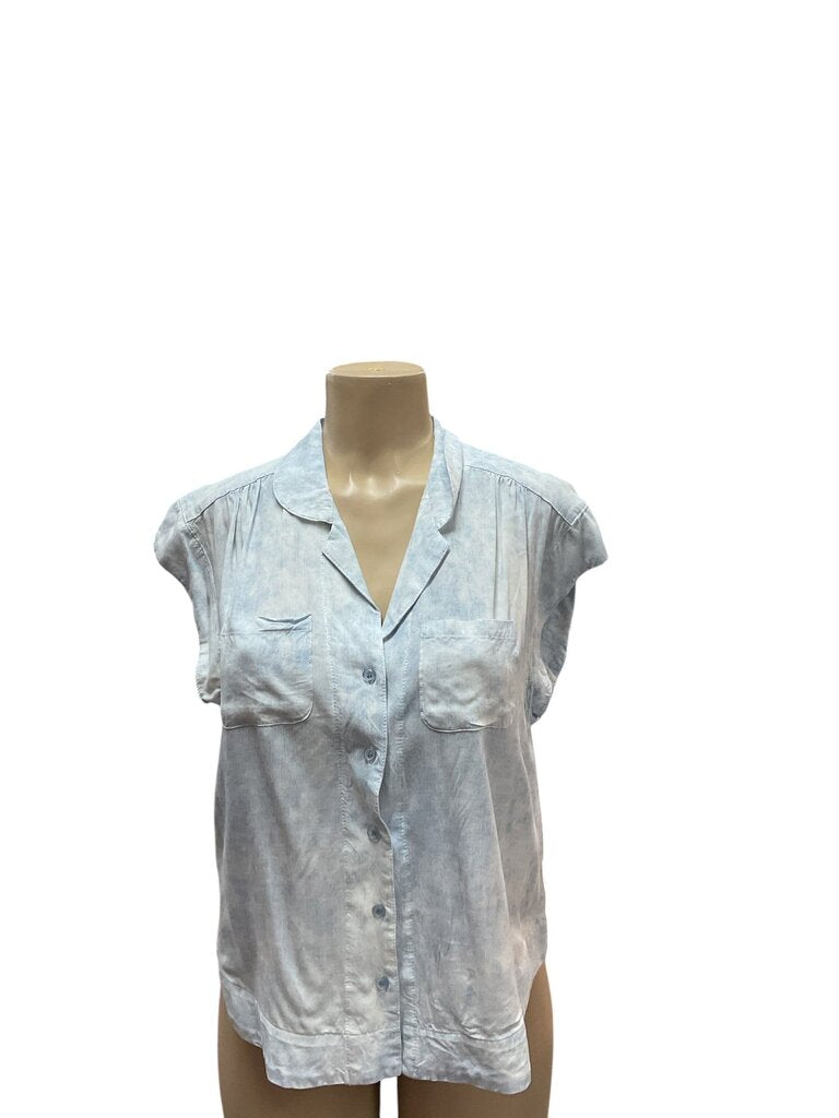 Velvet Heart (Med) Blue and White S/S Button Down Blouse
