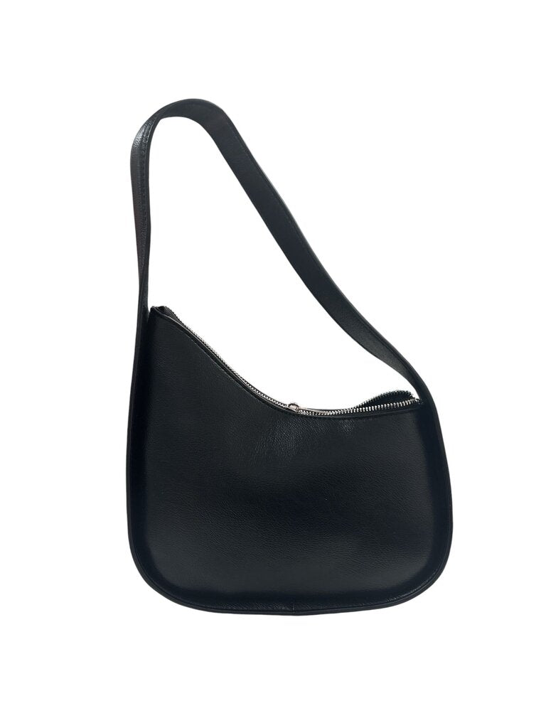 Black Asymmetrical Leather Shoulder Bag