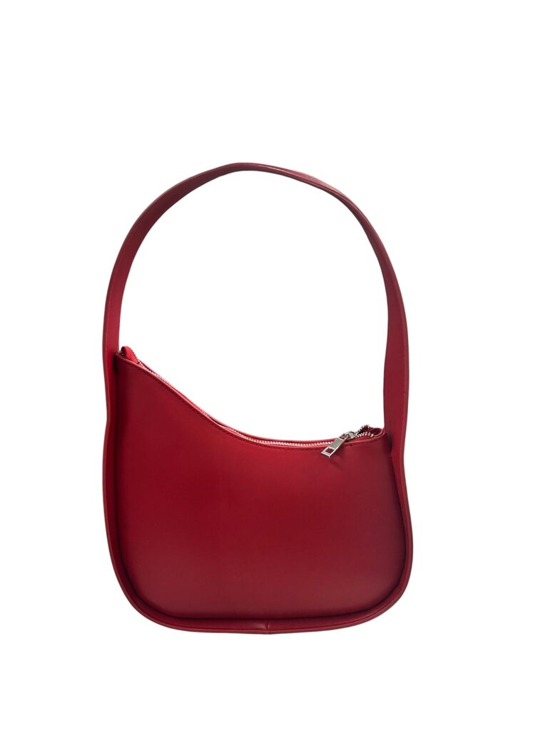 Red Asymetrical Leather Shoulder Handbag