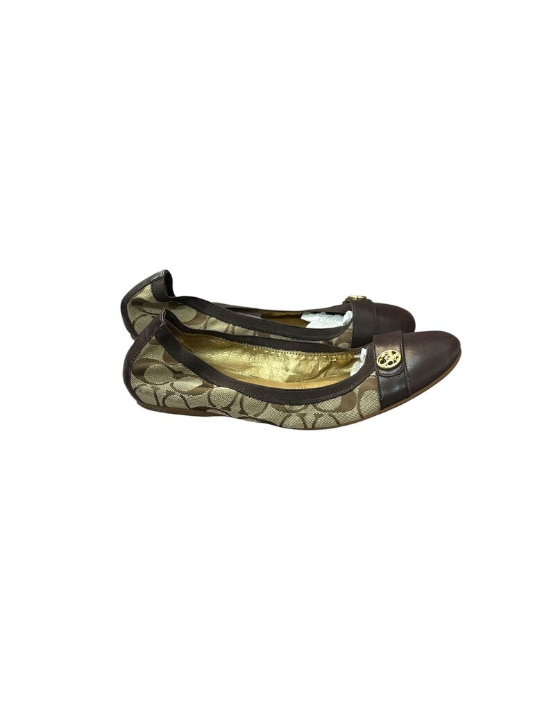 Coach (9.5) Tan Monogrammed Ballet Flat