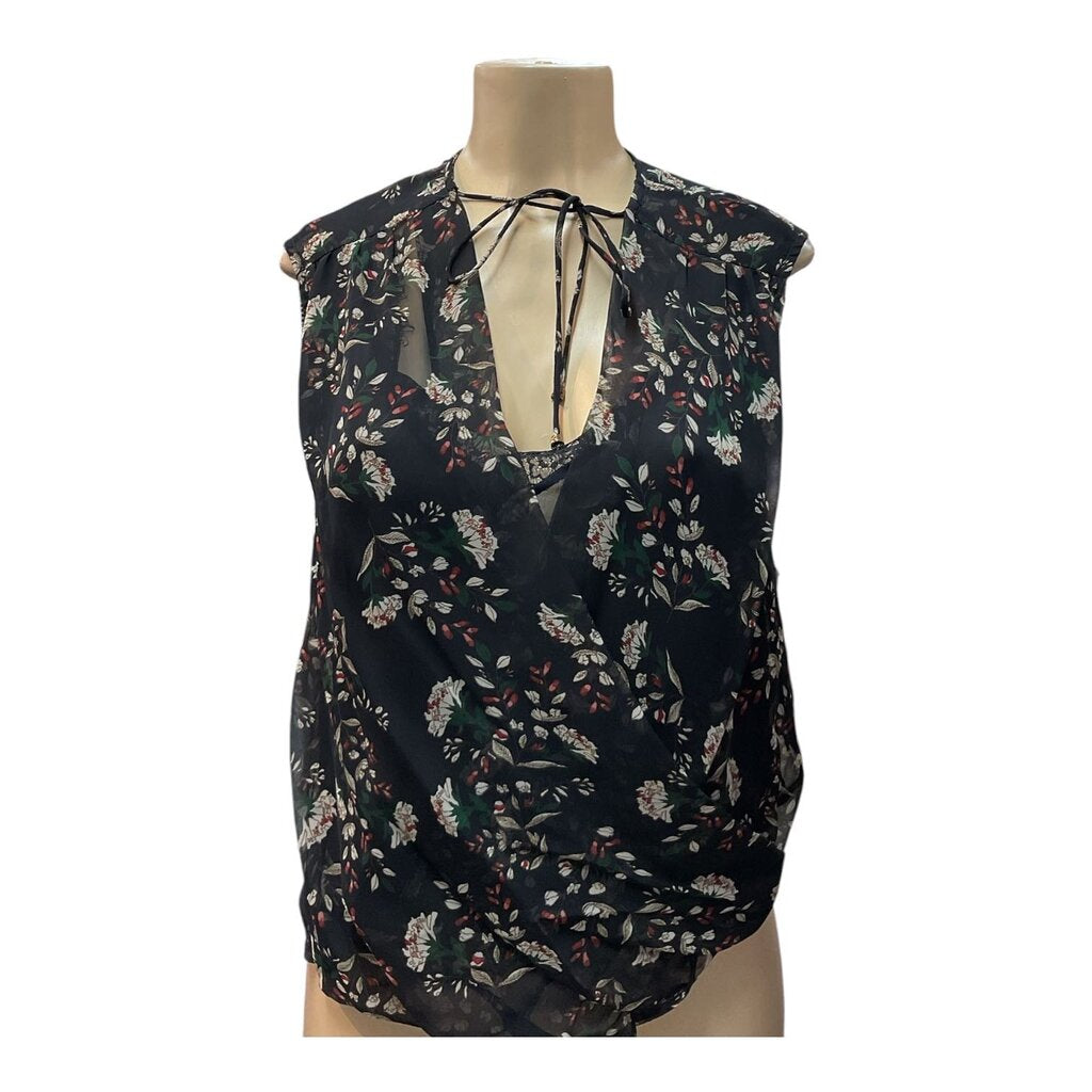 Heartloom (Small) Black Floral Sleeveless Blouse