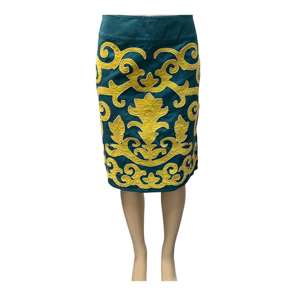 Boden (12R) Green and Yellow Midi Skirt