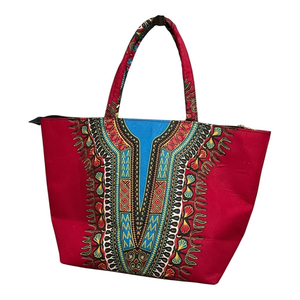 African Print Red Tote and Shoulder Bag