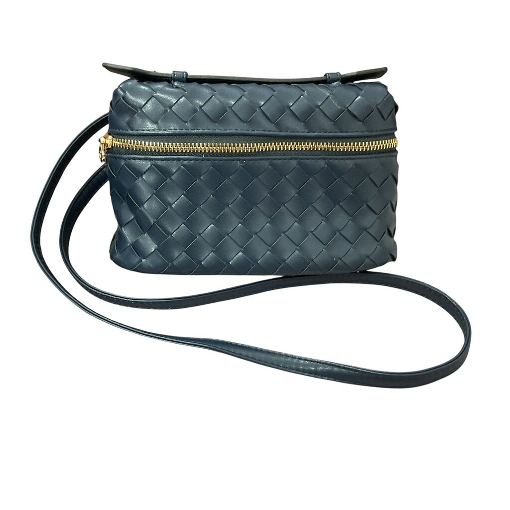 Blue Pleated Leather Shoulder/Crossbody Bag
