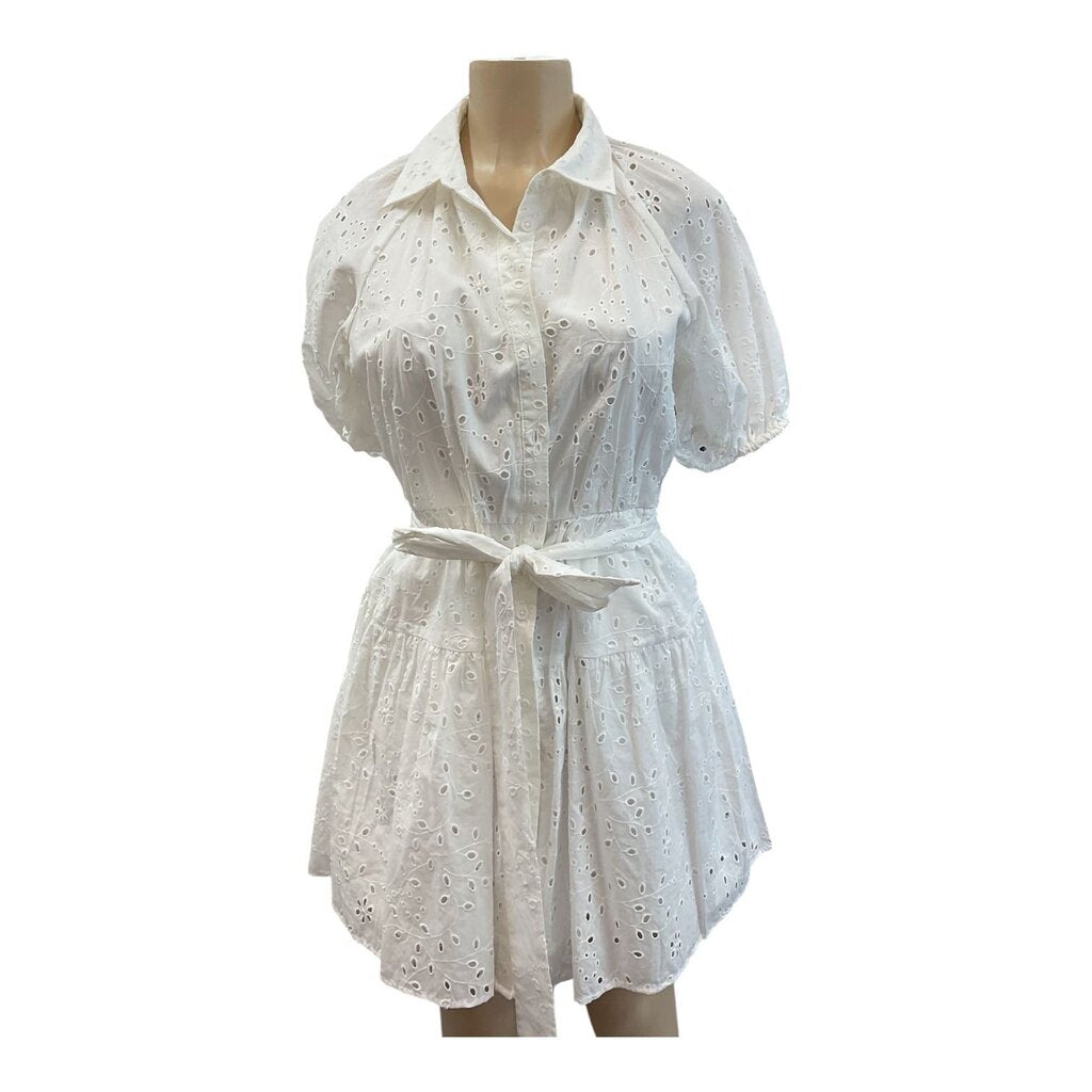 A new day white puff sleeve embroidered dress