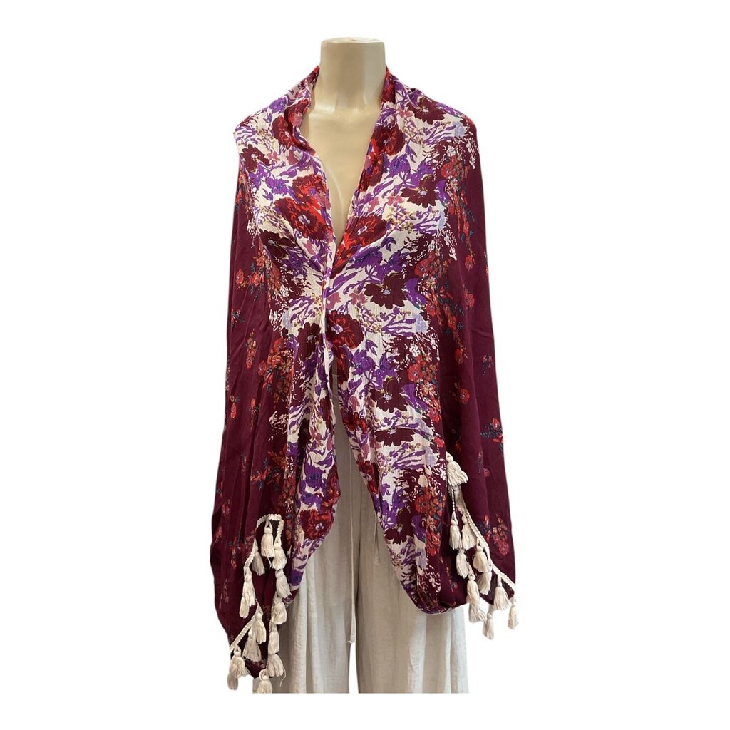 Free People (OSFM) Wine Floral Kimono