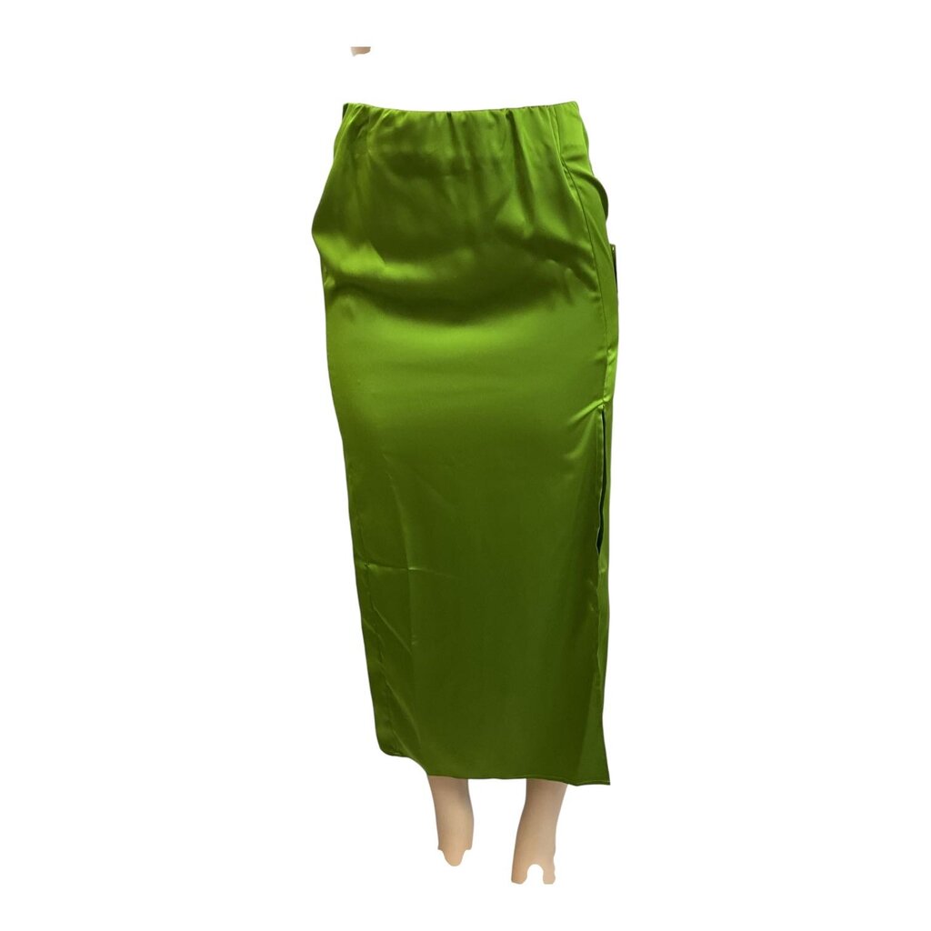 A New Day (XS) Green Satin Pencil Skirt w/ Slit