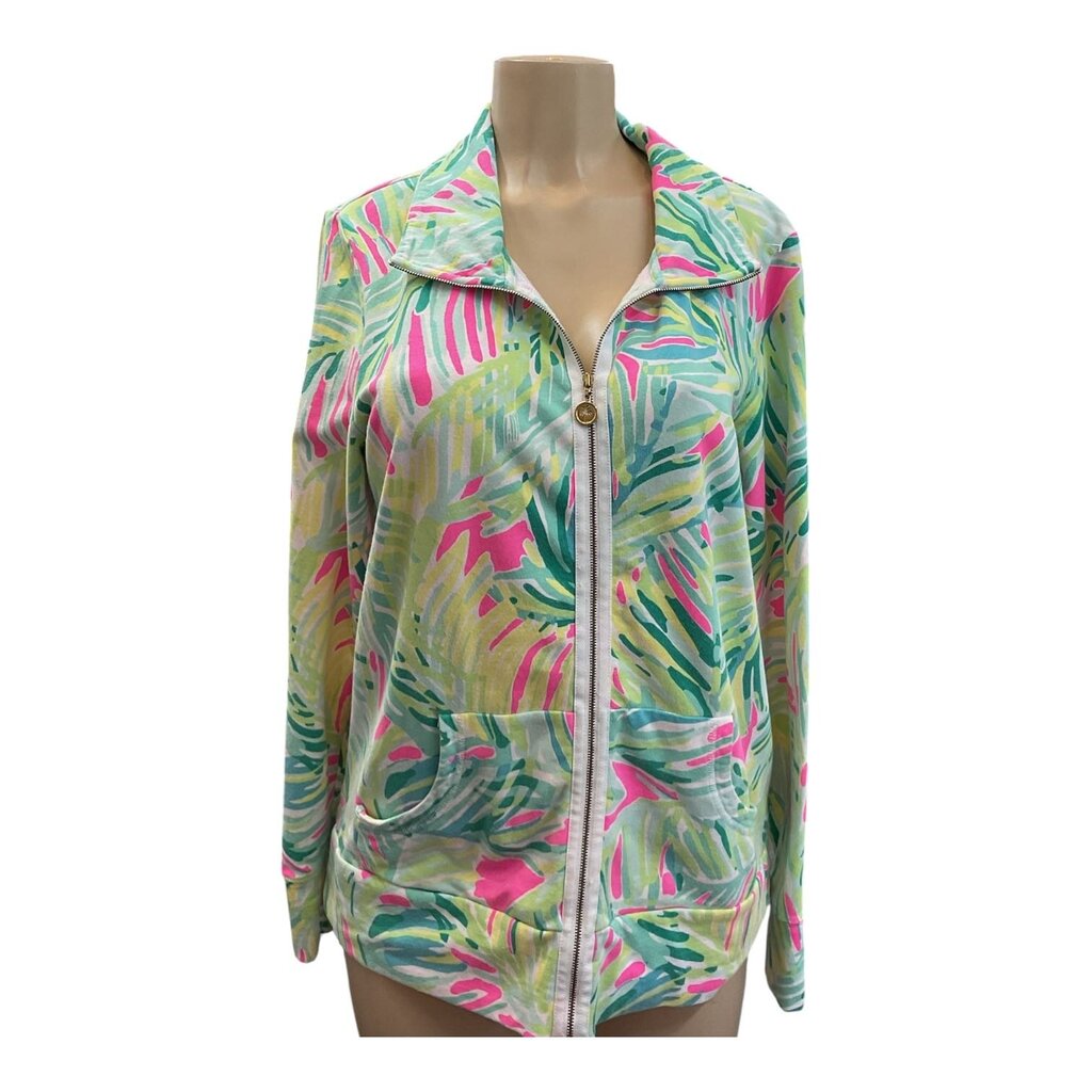 Lily Pulitzer (XL) Green/Pink Zippered Shirt