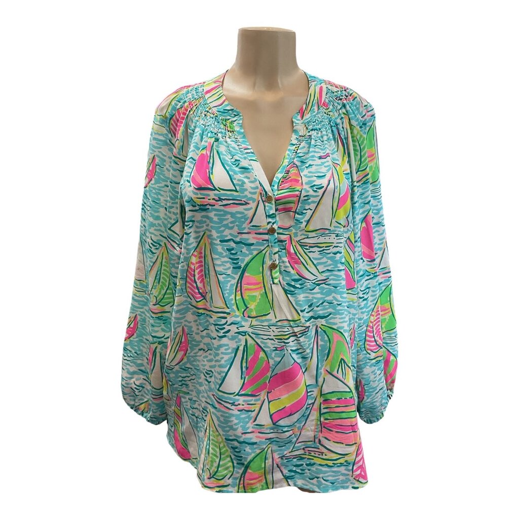 Lily Pulitzer (Larg) Blue and Pink /L/S Blouse