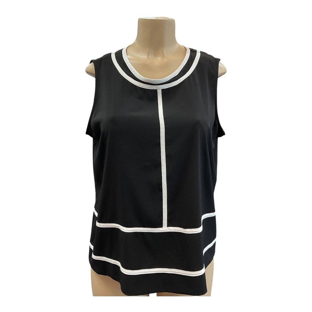 Calvin Klein (PXL) Black and White Sleeveless Blouse