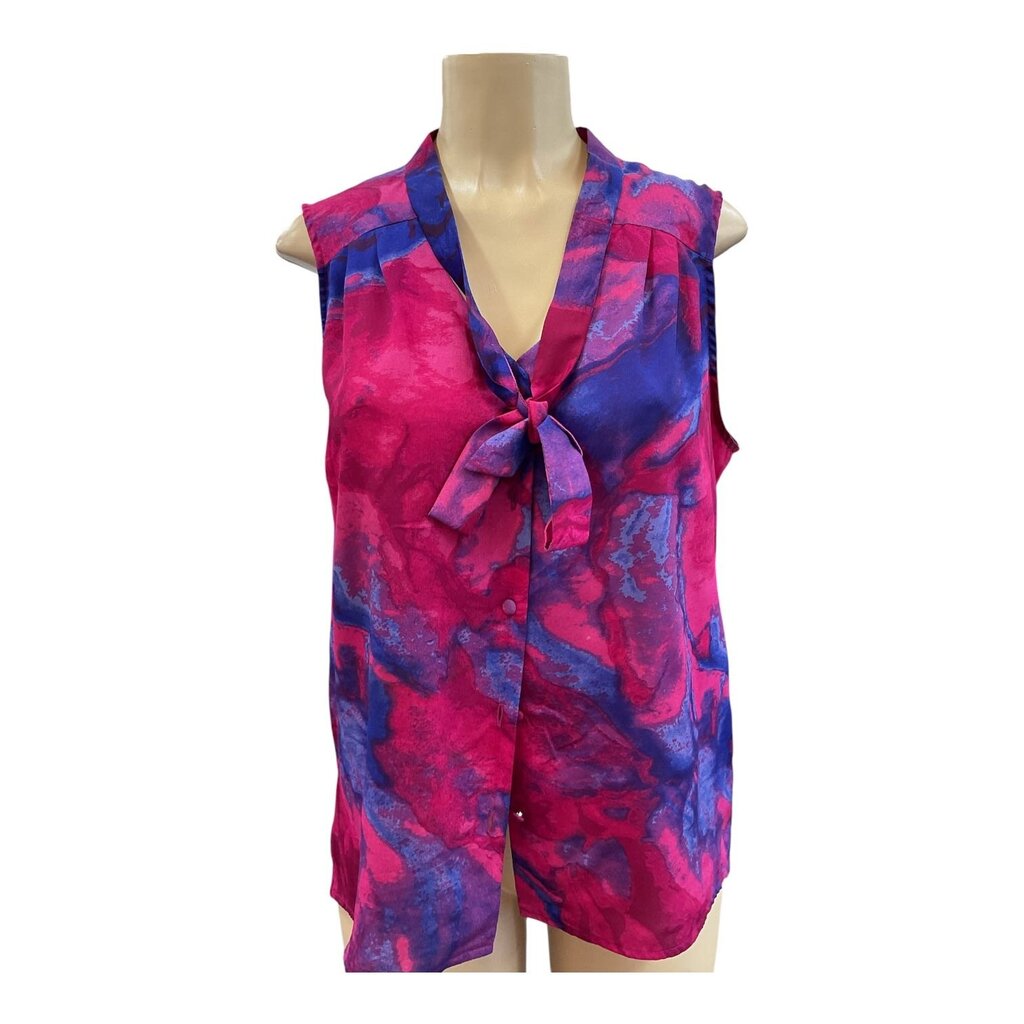 Mossimo (Large) Fuchsia and Purple Sleeveless Tie Blouse