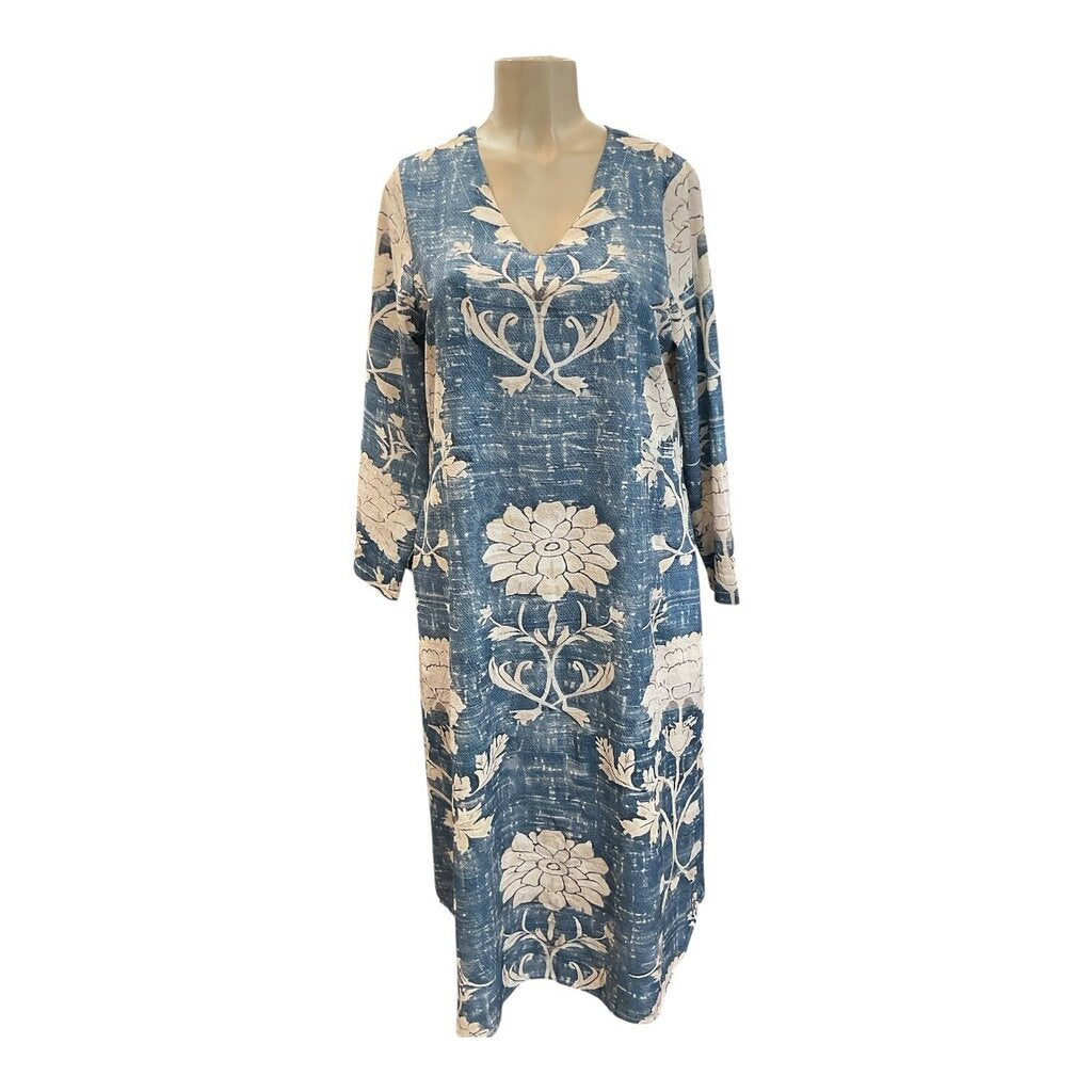 Blue and Tan (Med) Kimono w/Slit