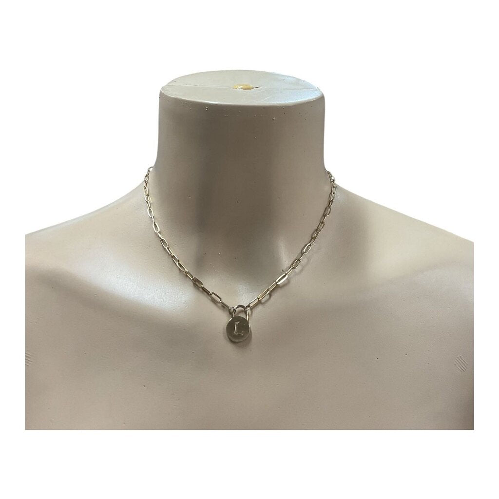Gold "L" Necklace Circle HEAL