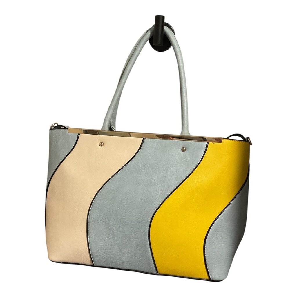 Blue and Yellow Leather Handbag