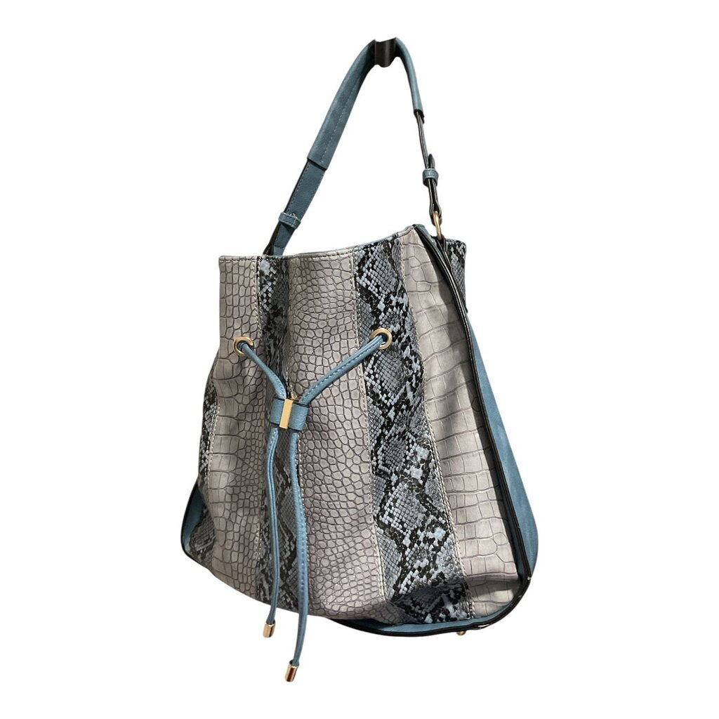 Blue and Silver Large Shoulder Handbag