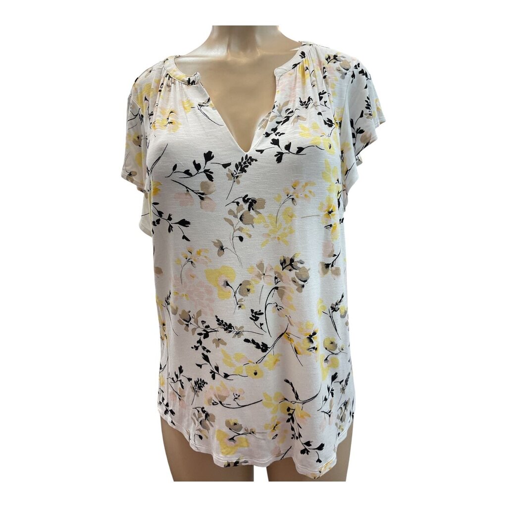 WH/BM (xl) Yellow, Black and White Cap Sleeve Tee