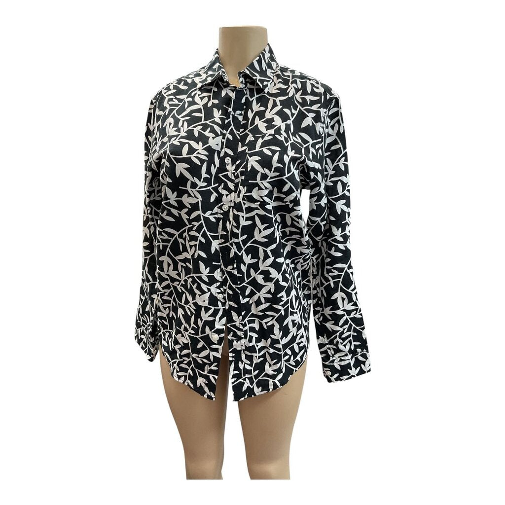 Amazon Essentials (XS) Black and White Button Down Blouse
