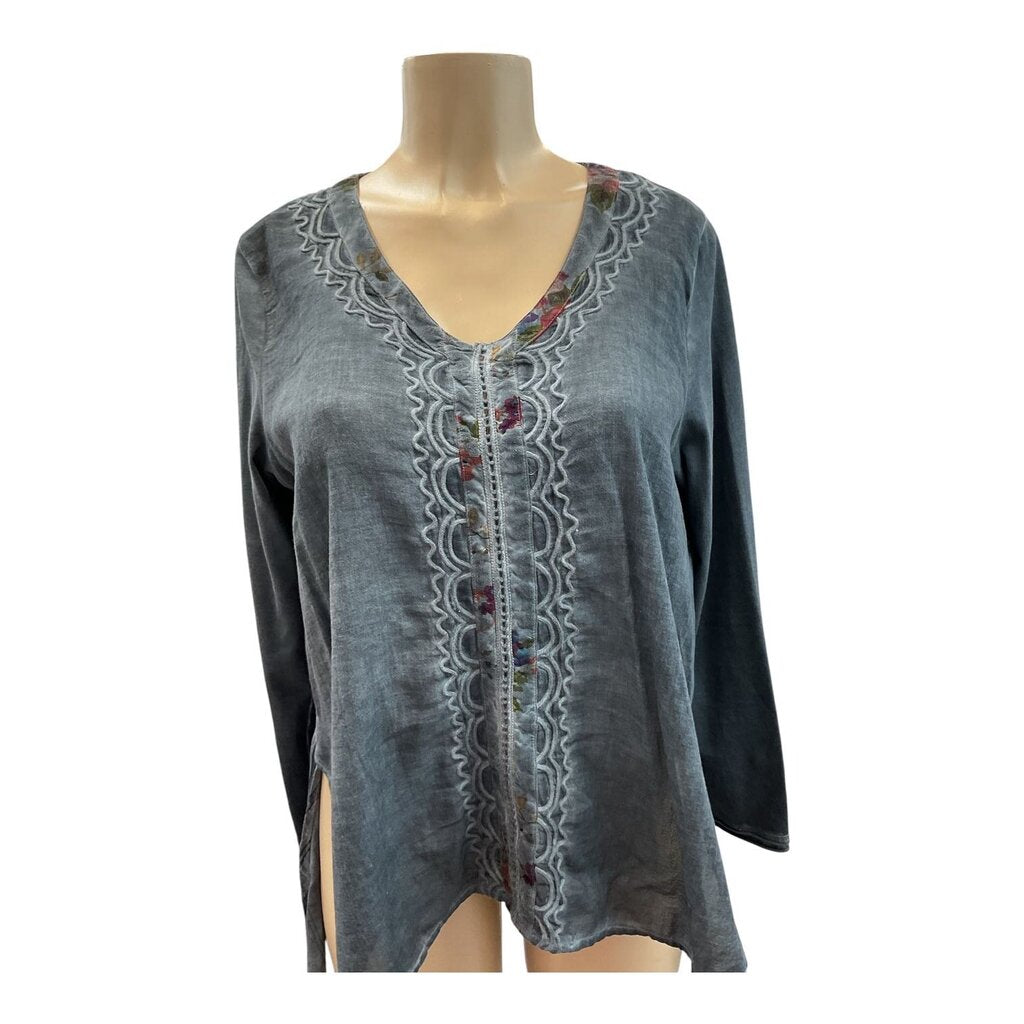 Gretty Zueger (Med) Blue Flowy Blouse