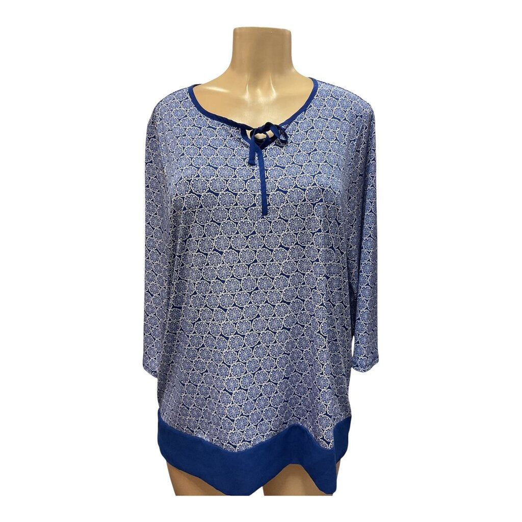 Chicos (2) Blue and White 3/4 Sleeve Blouse