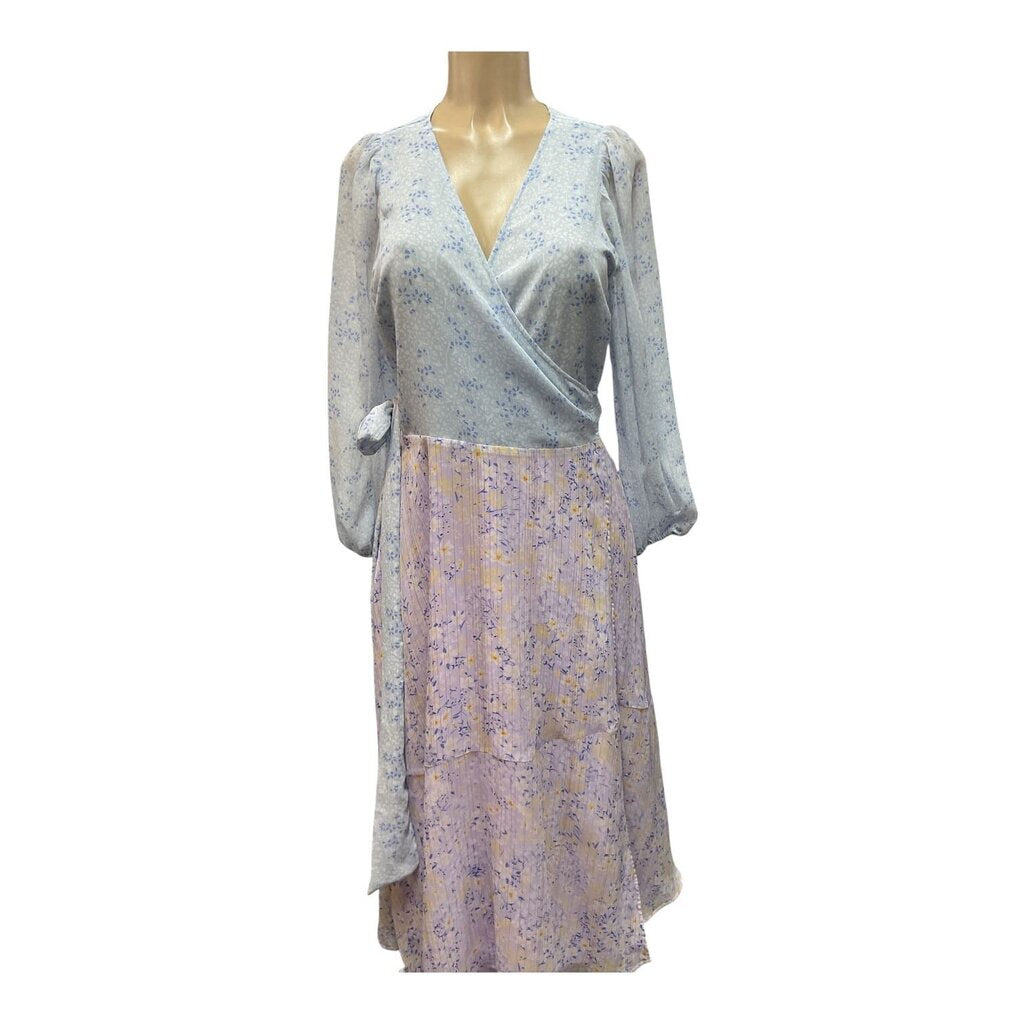 Ann Taylor (10) Blue and Purple Wrap Dress