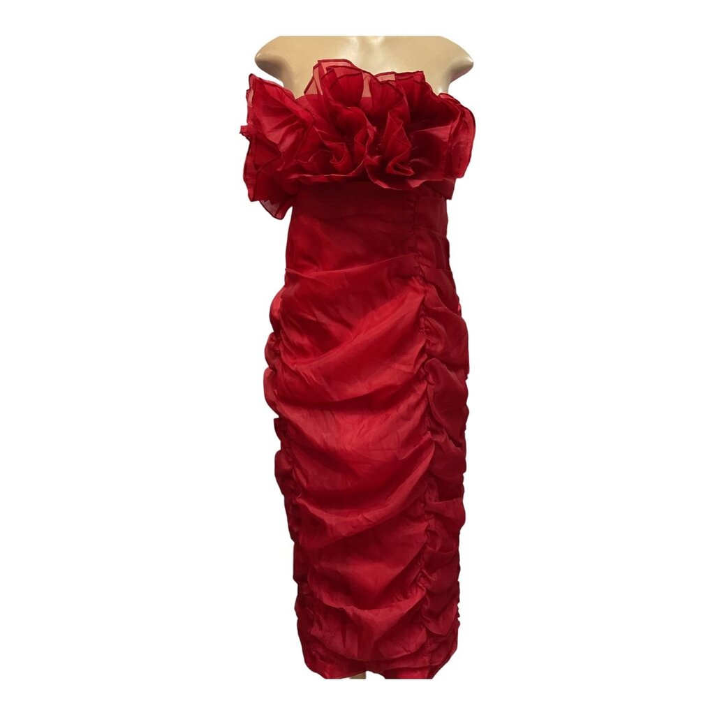 Fashionova (3X) Red Ruched Dress NEW