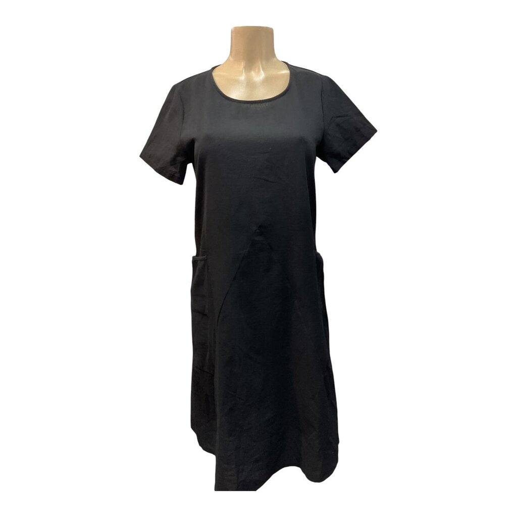 Black (Med) Linen S/S Dress Midi