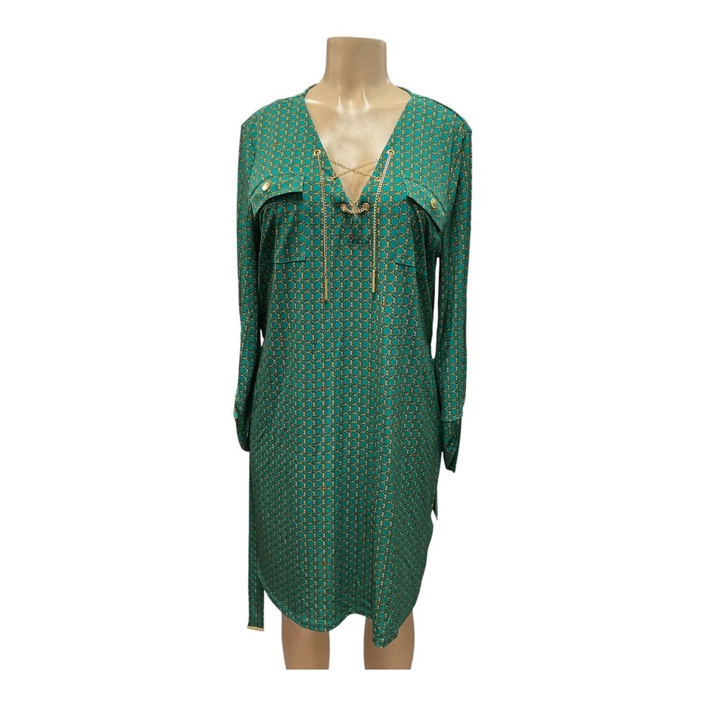Michael Kors (XL) Green Gold Link L/S Dress