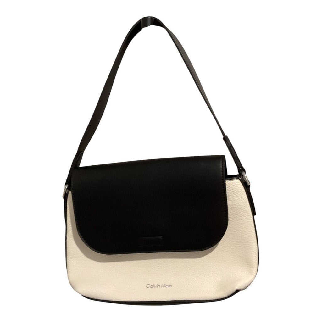 Calvin Klein Black and Tan Shoulder Bag