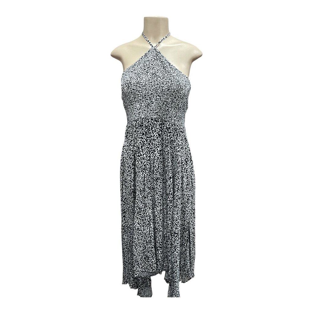 Old Navy (XL) Tan and Black Sleeveless Spotted Dress Backless