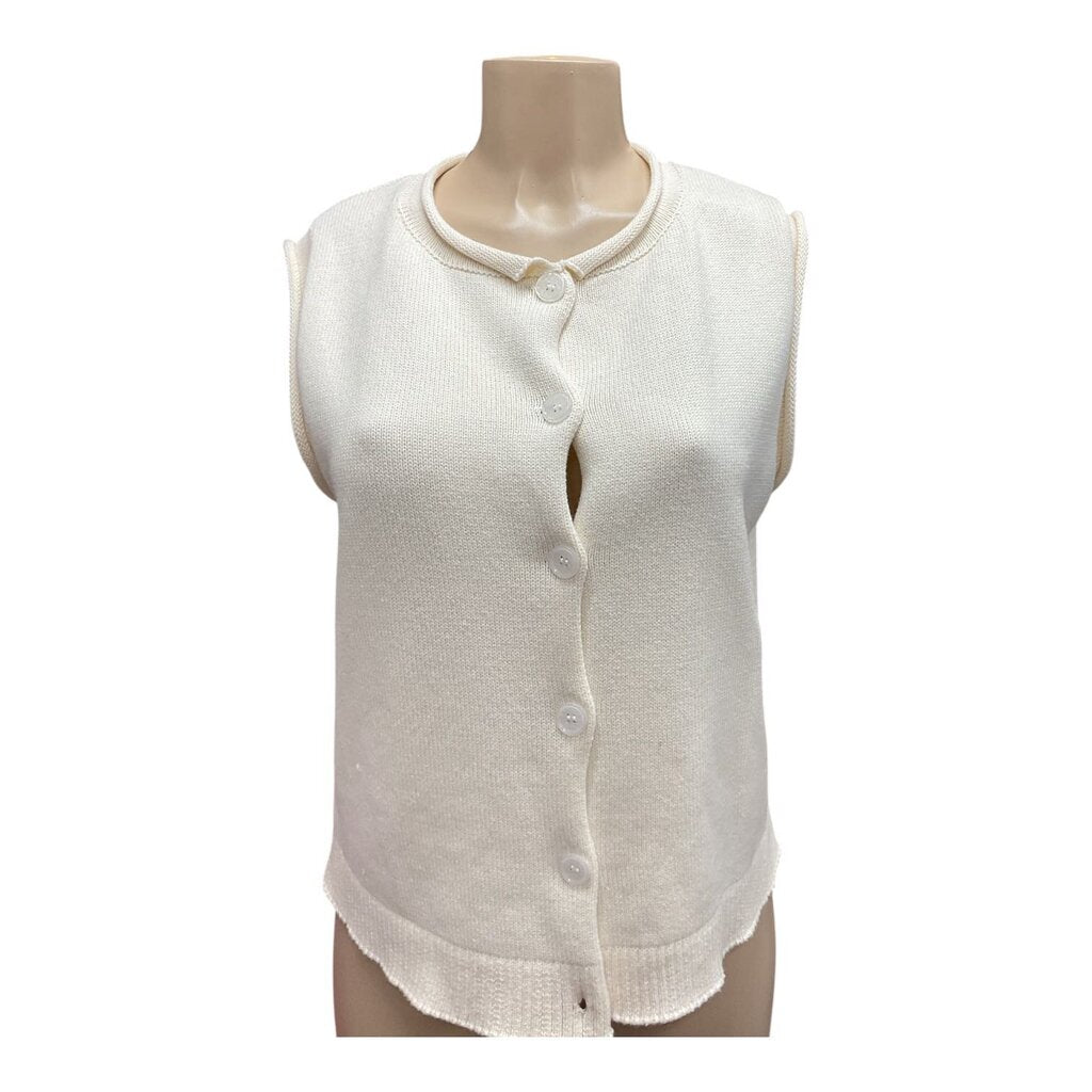 Wishlist (Small) Cream Sleeveless Button Down Sweater