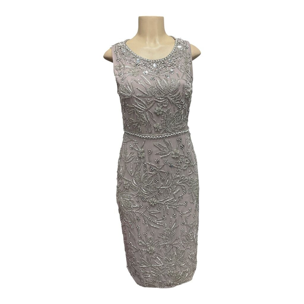Mac Dugal (8) Silver Beaded Formal Sleeveless Dress