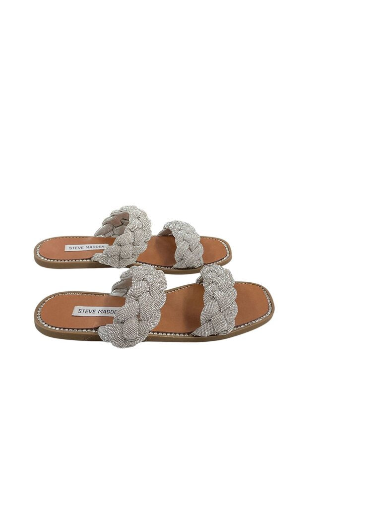 Steve Madden (8.5) Tan and Silver Slide On