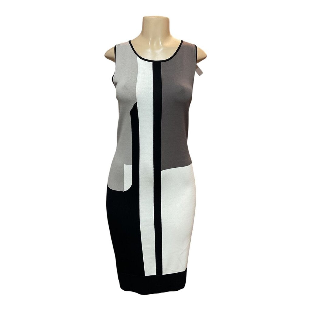 Adrienne Vittadini (Med) Black and Tan Sweater Dress