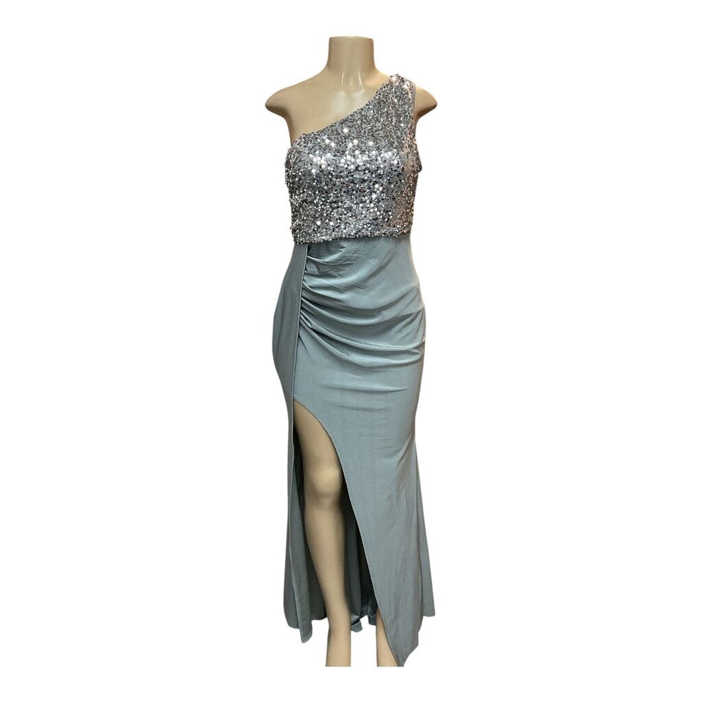 Silver (Large) One Shoulder Long Dress/Gown
