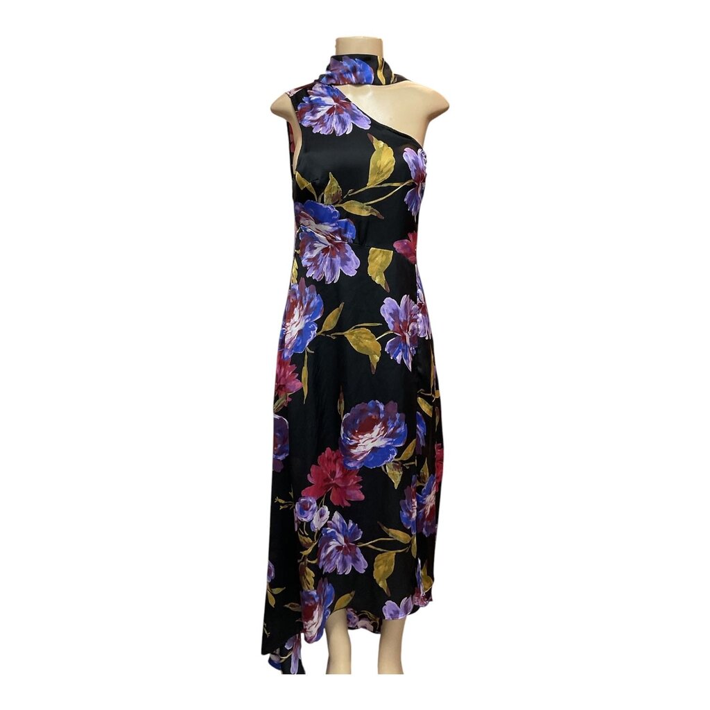 Venus (16) Black One Shoulder Floral Dress Long
