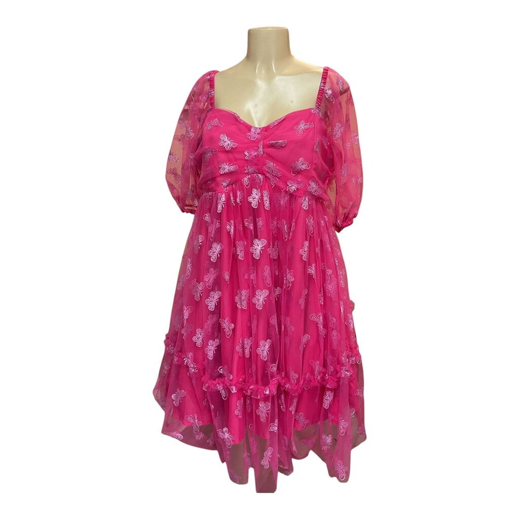 Smak Parlour (2X/18) Pink Tulle Dress w/silver butterflies