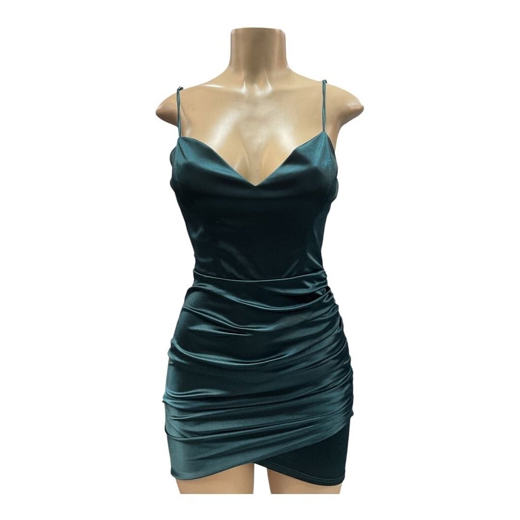 Blue (Med) Sleeveless Ruche Dress