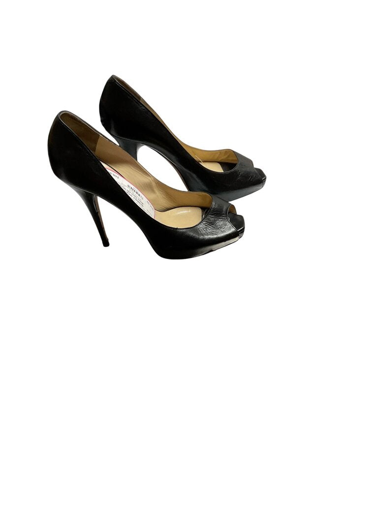 Jimmy Choo (10) Black Isabel Leather Stiletto Platform Pumps