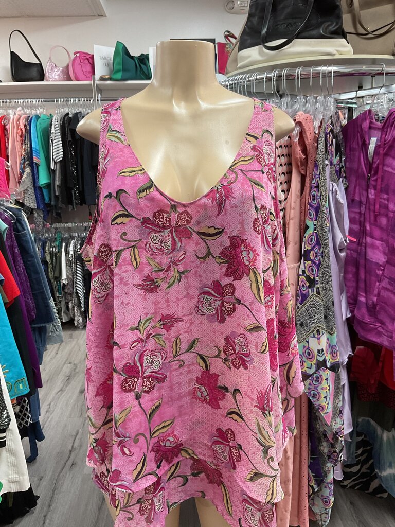 Lane Bryant (20) Pink Floral Sleeveless Blouse