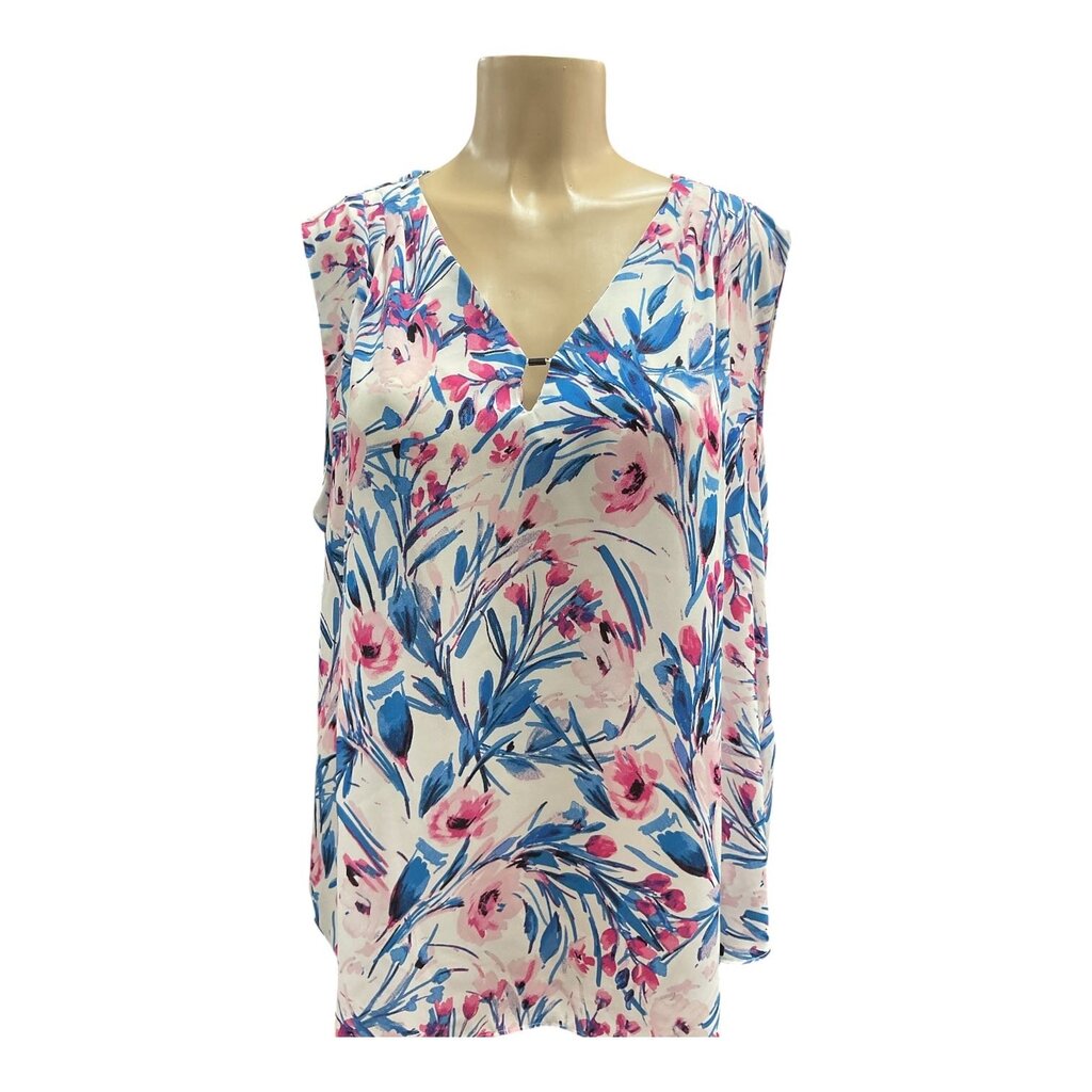 Kasper (20) White/Blue Sleeveless Blouse