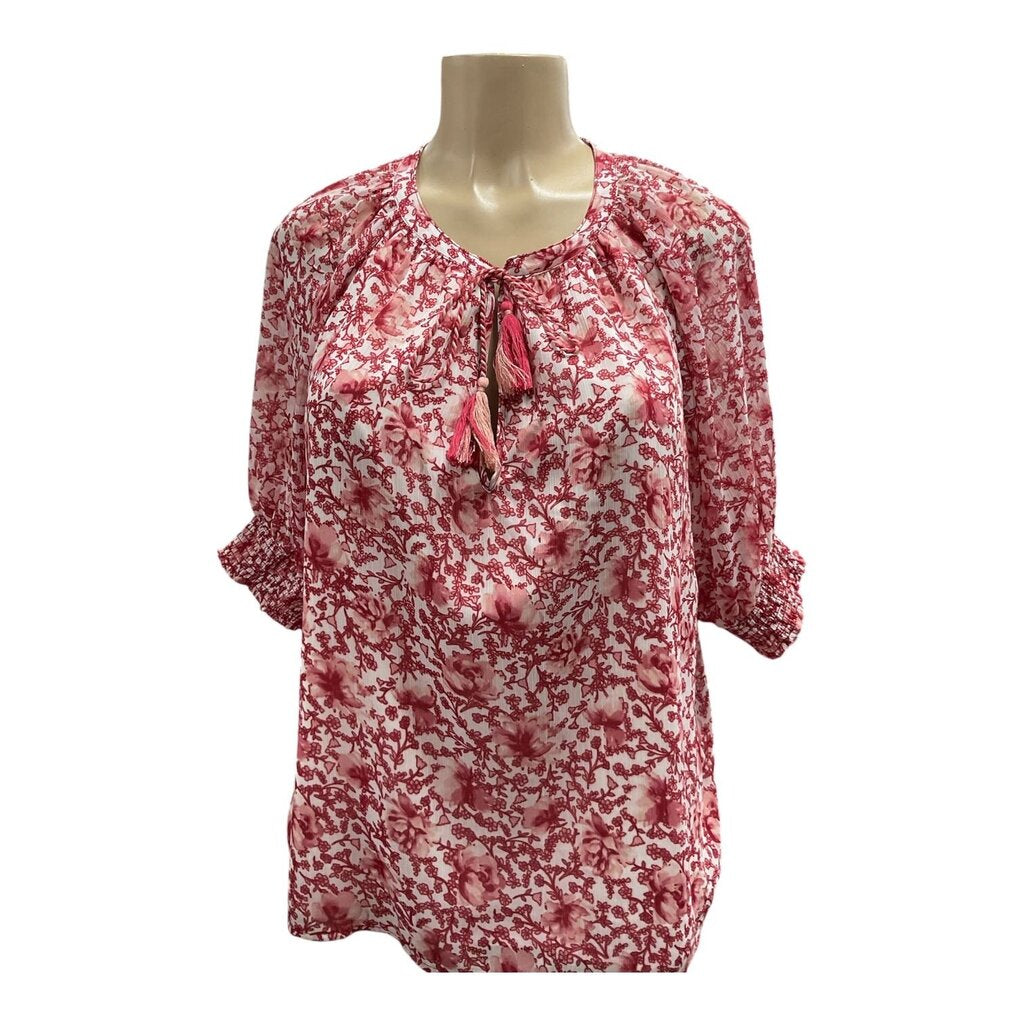 Steve Madden (M) Red & White floral Top