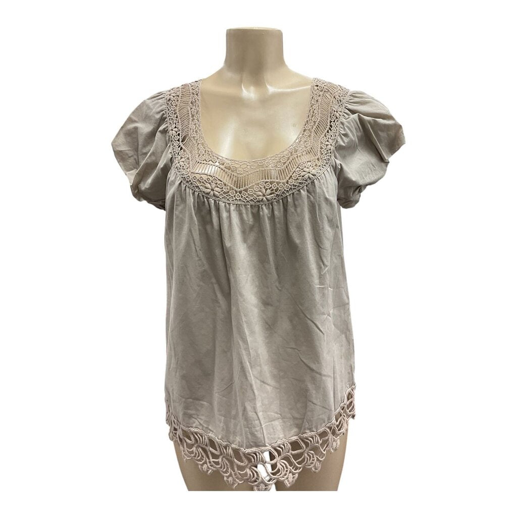 Apostrophe (L) KHAKI CROTCHET TOP