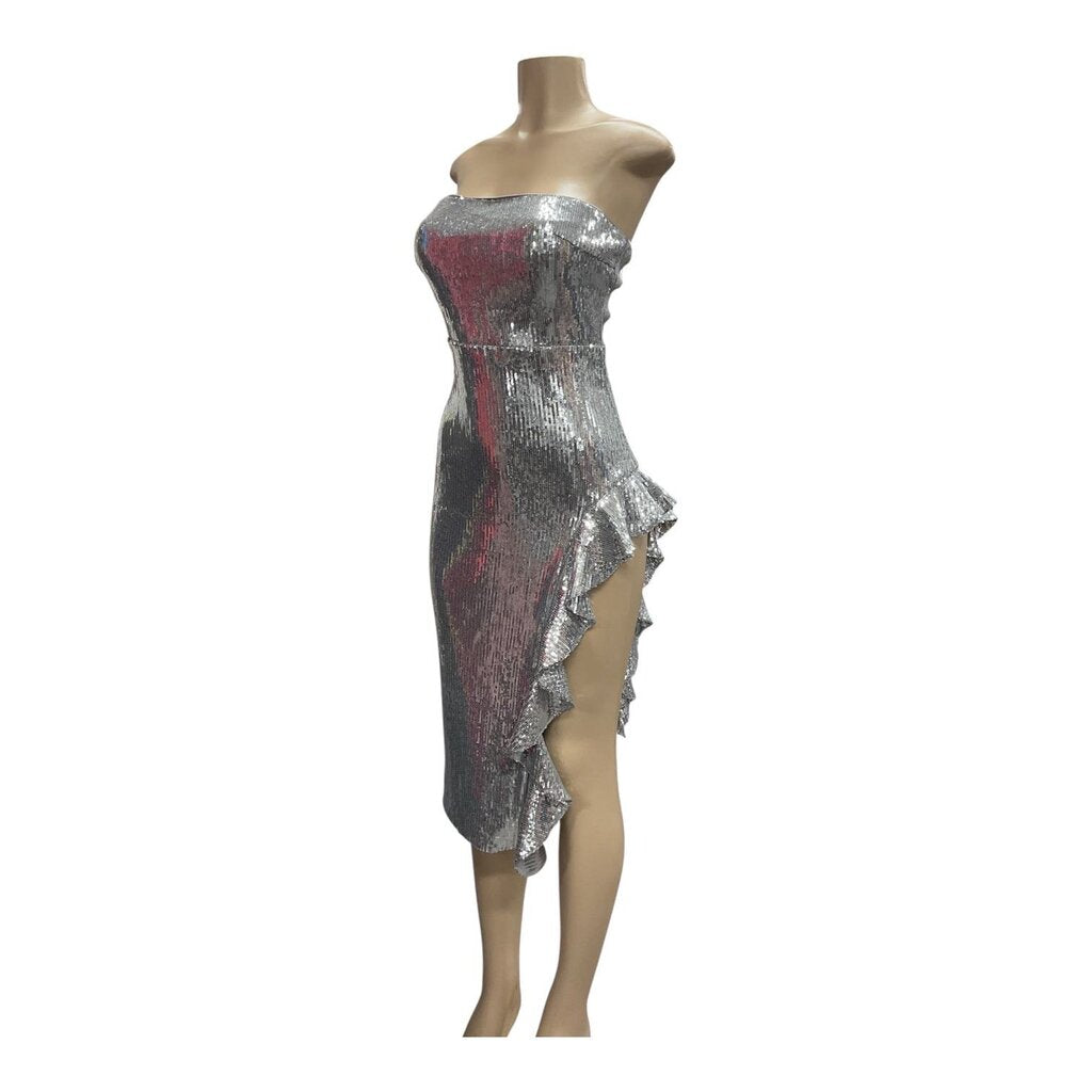 NovaLuxe(Small) Silver sequin formal dress