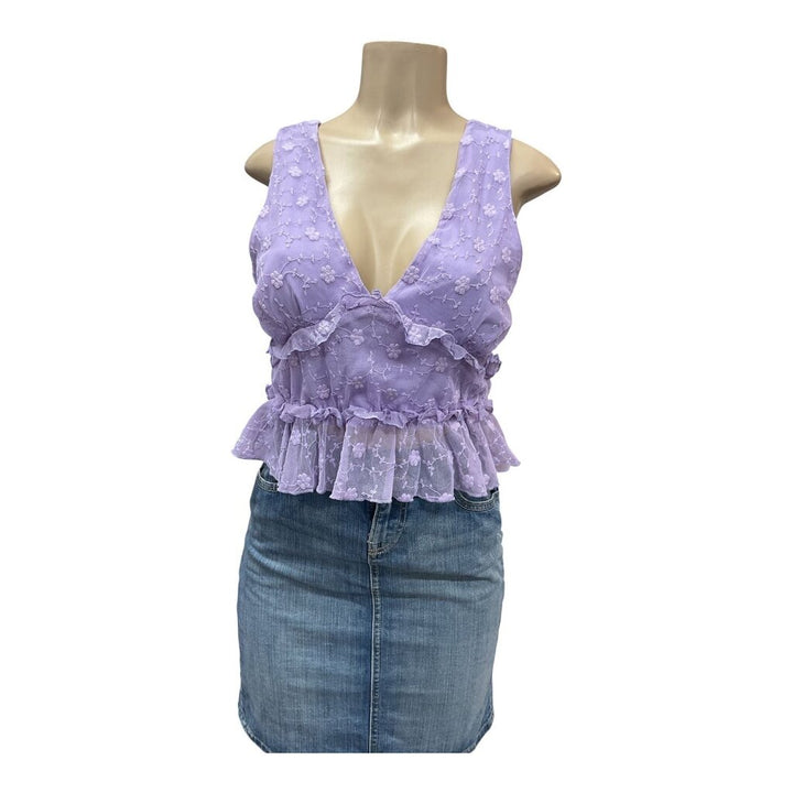 Majorelle (S) Purple Lace Peplum Top